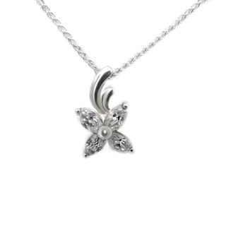 Finejewelthai จี้เพชร จี้ดอกไม้ จี้เงิน เงินแท้ เพชรสังเคราะห์/ Diamond CZ-Silver925-Pendant - P1032cz