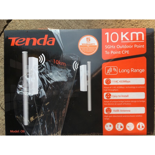 Tenda 5GHz 11AC N433 Outdoor Point to Point CPE (O6) ประกันศูนย์ไทย