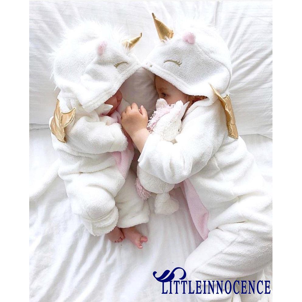 Innocence- ชุดจั๊มสูทรอมเปอร์ บอดี้สูท ลายยูนิคอร์น นางฟ้า สําหรับเด็กผู้หญิง 18-24 เดือน