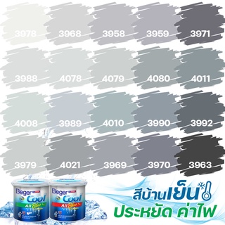 Beger คูลออลพลัส สีเทาอมฟ้า ฟิล์มด้าน ภายนอก+ภายใน ขนาด 3L สีทาบ้าน สีบ้านเย็น เกรด 10 ปี สีบ้านเย็น