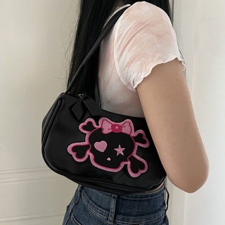 Fashion New Homemade Y2k Millennial Hot Girl Skeleton Punk Armpit Bag Subculture Dark Sweet Cool Street Style Ins Handbag Bag Female