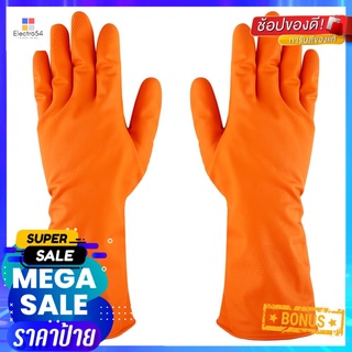 ถุงมือยาง ตราม้า สีส้ม Size MRUBBER GLOVES HORSE BRAND MEDIUM ORANGE