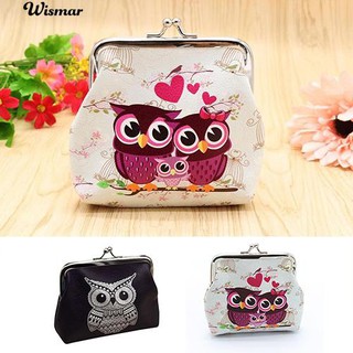 💋ผู้หญิง Vintage Cute Owl Pattern กระเป๋าสตางค์ขนาดเล็ก Hasp Purse Clutch Bag กระเป๋าถือ