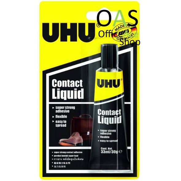 UHU Strong Contact Liquid Adhesive/Glue ยู้ฮู กาวยางพลังสูงเป็นพิเศษ ติดหนัง/ยาง 33ml #37625