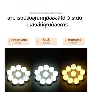 MODI ไฟติดกระจกแต่งหน้า3แสง 4/8/10/12/14ดวง ไฟติดโต๊ะเครื่องแป้ง เติมแสง ของขวัญปีใหม่ Mirror Light