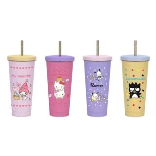 แก้วเก็บความเย็น กระติกน้ำเก็บความเย็น กระบอกน้ำ Sanrio ขนาด 500 ml. มีหลอดและแปรงล้างในตัว น่ารักมากๆ