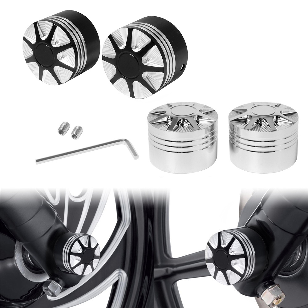 2pcs รถจักรยานยนต์เพลาหน้า Nut ฝาครอบ Bolt สําหรับ Harley Dyna Fat Bob Touring Electra Glide แผนที่ Glide Sportster เหล็ก 883 1200