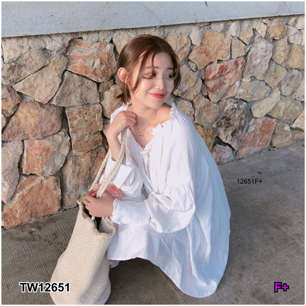 S12651 เดรสรูดเชือกคอ 💚พร้อมส่งในไทย💚