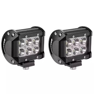 FSเเพค 2 ชิ้น สว่างตาเเตก! LED SPOT BEAM US 116 18W ไฟสปอร์ตไลท์รถยนต์ ไฟช่วยตัดหมอก สว่างมาก 12V-24V เเสงขาว