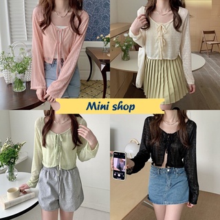 Mini shop🌸พร้อมส่ง🌸(86038) เสื้อคลุมคาดิแกรน ผ้าซีทรู ใส่สบายไม่ร้อนคิ้วมาก