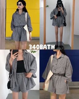 🌵พร้อมส่ง ชุดsetลายสกอต2ชิ้น เสื้อเป็นทรงover size ตัวใหญ่ งานสวยเป๊ะใส่แล้วโคเรียเวอร์😍 เสื้อเชิ้ตแขนกระบอก4ส่วน
