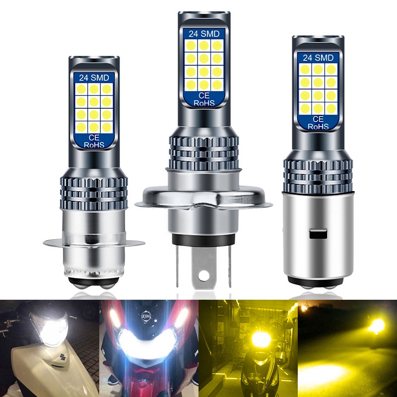 1PC P15D H4 H6M BA20D Led ไฟหน้ารถจักรยานยนต์หลอดไฟ P15d 3030LED รถจักรยานยนต์สกู๊ตเตอร์หลอดไฟ 6000K
