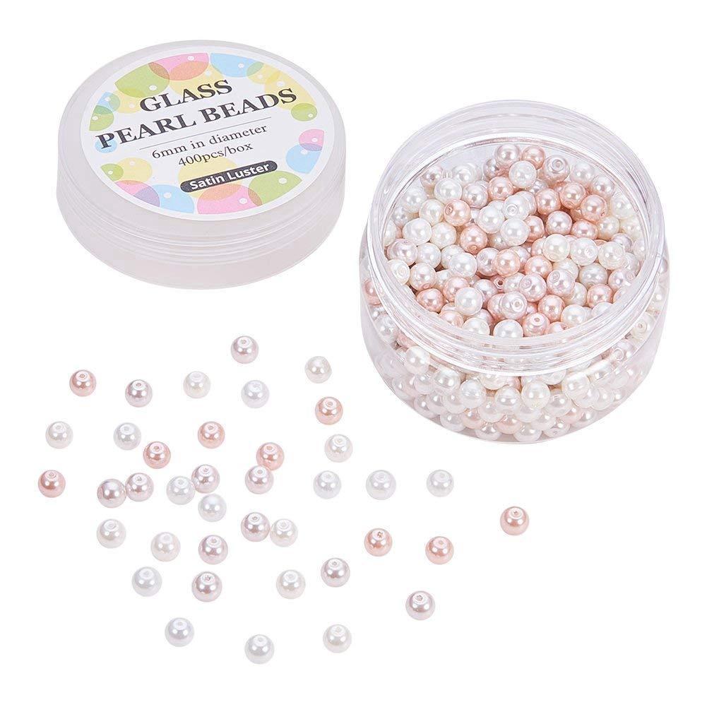 1 Box Glass Pearl Bead Sets Barely Pink Mix Environmental Round Dyed 400pcs/box