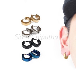 ต่างหู ตุ้มหู จิว ต่างหูผู้ชาย | Y-H | Punk Men Black Stainless Steel Hoop Piercing Round Earrings for Women - 1 ข้าง