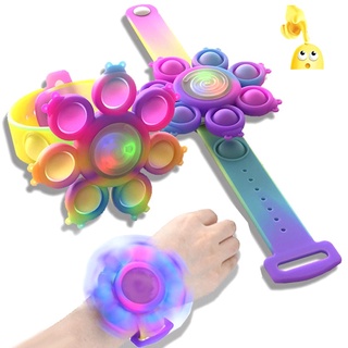 ของเล่น Pop It Fidget Spinner Figets ติดไฟ Led ของเล่นบําบัดความเครียดสําหรับเด็ก