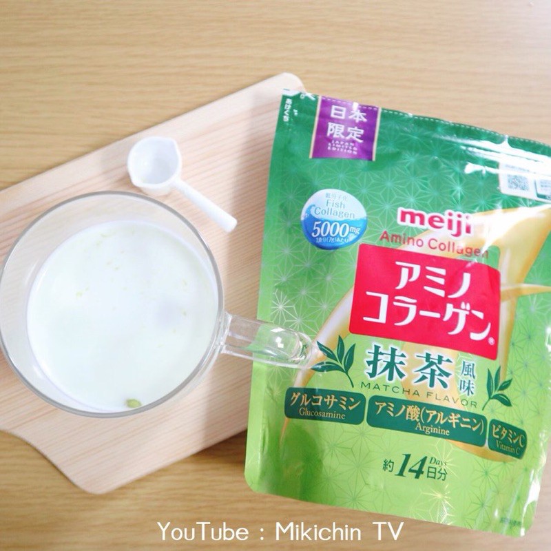 Sale หมดอายุเดือน 5/2021 Meiji Collagen Matcha Flavor 14 days รสชาเขียว
