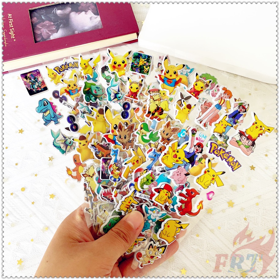 ▶ 5Sheets Anime Pikachu Q-1 DIY Rewards Sticker ◀ 3D Puffy Bubble Stickers Waterpoof Toys PVC Stickers