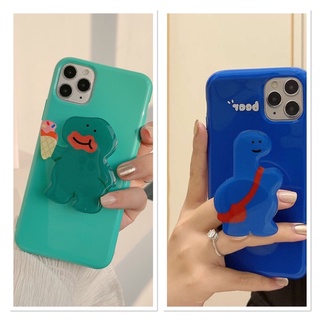 เซตเคสไอโฟนและกริ๊บต๊อกลายไดโนเสาร์สีน้ำเงิน 7p/8p X/XS XS Max XR 11 11/12/13 Pro/Pro Max  12/13mini 12 7/8/SE2 13