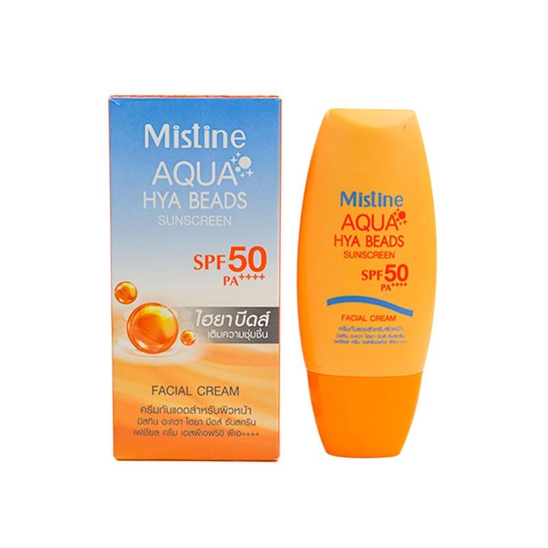 Mistine Aqua Hya Beads Sunscreen Facial Cream SPF50 PA++++ 40ml ครีมกันแดดทาหน้า มิสทีน อะควา ไฮยา บ