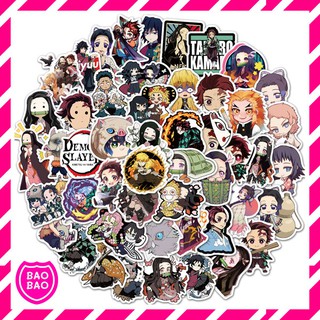 BAOBAOBABYSHOP - (50 ชิ้น) Kimetsu no Yaiba สติ๊กเกอร์กันน้ำ ติดสารพัดสิ่ง ลายการ์ตูน สติ๊กเกอร์ดาบพิฆาตอสูร