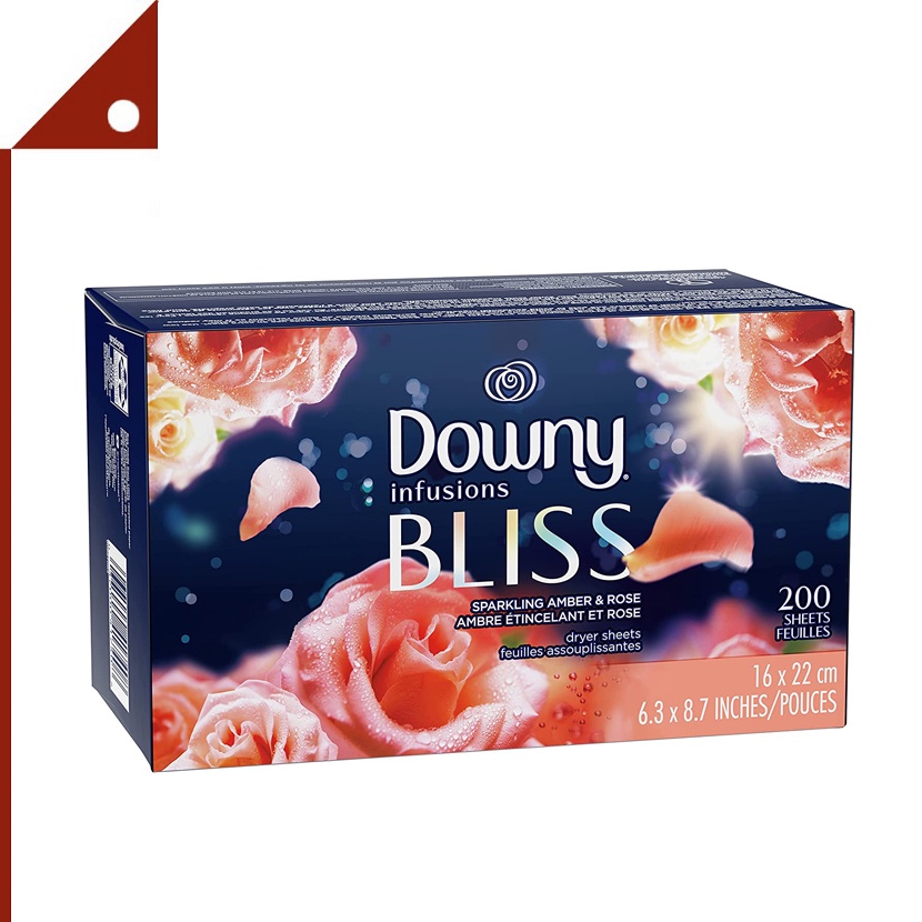Downy : DWNSAR-200* แผ่นปรับผ้านุ่ม แผ่นอบผ้า Infusions Fabric Softener Dryer Sheets, Sparkling Amber & Rose, 200 sheets