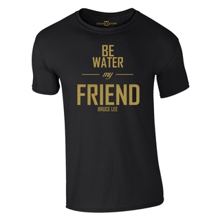 ผ้าฝ้าย พิมพ์ลายมังกร Bruce Lee Be Water My Friend สไตล์เนว | เสื้อยืด พิมพ์ลาย Fathers Day สีดํา สําหรับผู้ชาย DF12HJ6