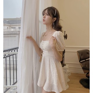 013 Sweet Peach : Little Pearl Dress เดรสสั้นไปงานแต่งดีเทลไข่มุก