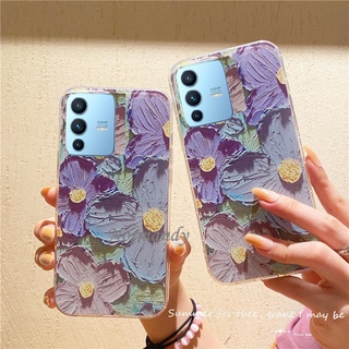 เคสโทรศัพท์ 2022 New Casing Vivo V23 5G Creativity Painting Purple Flowers Phone Case Silicone Softcase Shockproof Protective Shell เคส