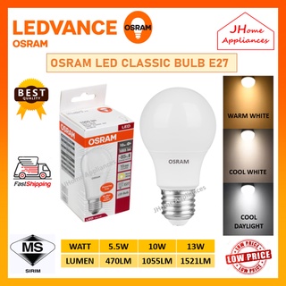 หลอดไฟ LED OSRAM 5.5W 10W 13W CLASSIC BULB E27 [ COOL DAYLIGHT COOL WHITE / WARM WHITE ] ประหยัดพลังงาน