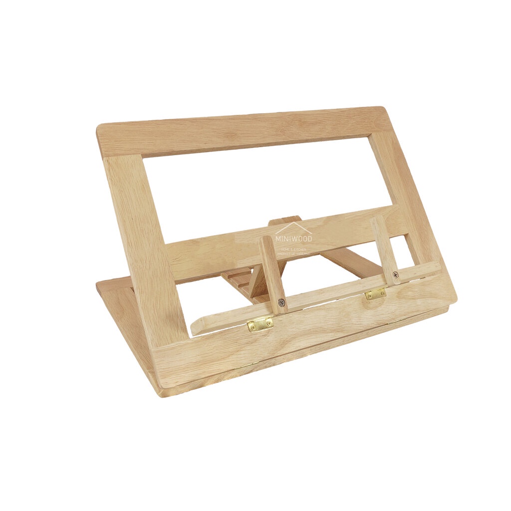 MINIWOOD ที่ตั้งโน๊ตบุ๊ค ที่วางหนังสือ ที่ตั้งหนังสือ ที่วางไอแพด ปรับระดับได้ 3 IN 1 BOOK STAND ไม้ยางพารา