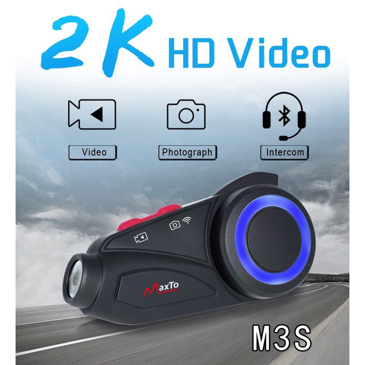 M3s หมวกกันน็อคบลูทูธ 6 กลุ่ม 1000 ม. พร้อมกล้องบันทึกวิดีโอ WiFi Sony HD เลนส์ 2K 1440P DVR สําหรับรถจักรยานยนต์