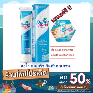 Denta mate ยาสีฟัน สมุนไพร เดนตาเมท 100g/40g   แถมฟรีขนาด 6กรัม 2หลอด