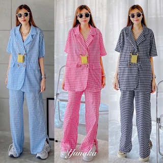 Set เบลเซอร์ oversize ลายสก็อต