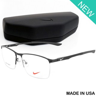 Nike แว่นตา รุ่น 7688 C-3-4 สีเทาโลโก้เทา กรอบเซาะร่อง ขาสปริง วัสดุ สแตนเลส สตีล Eyewear Top Glasses Made in USA