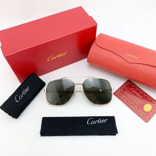 CARTIER SUNGLASSES แว่นตากันแดดแบรนด์คาร์เทียร์ เลนส์สีเขียวเข้มกรอบสีทอง กันแดด รังสี uv400