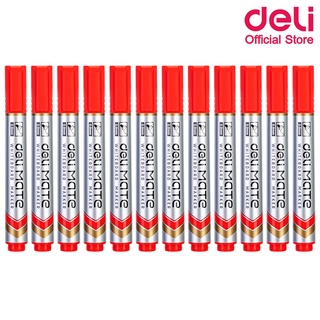Deli U00340 Dry Erase Marker ปากกาไวท์บอร์ดปลอดสารพิษ ไม่มีกลิ่นฉุน แพ็ค 12 แท่ง หมึกสีแดง เครื่องเขียน ปากกาไวท์บอร์ด ไวท์บอร์ด