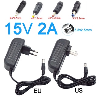 อะแดปเตอร์แปลงพาวเวอร์ซัพพลาย DC 15V 2A AC 110V 240V AC DC 5.5*2.1 มม. 4.0*1.7 มม. 3.5*1.35 มม. 2.5*0.7 มม. ปลั๊ก DC