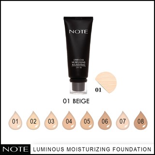 NOTE COSMETICS LUMINOUS MOISTURIZING FOUNDATION 01 BEIGE