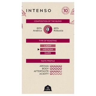 กาแฟแคปซูล INTENSO อาราบิก้า 60% สำหรับเครื่องDOLCE GUSTO® (12 แคปซูล) (PUNTO ITALIA ESPRESSO BRAND)