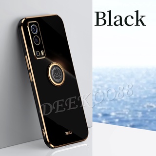 เคสโทรศัพท์ VIVO Y52 Y72 5G Y12A Y12S Y20S Y20sG Y20 Y30 Y50 Phone Case Fashion Straight Edge Electroplated Soft Shell All-Pack Ice Protection Cover เคส VivoY52 VivoY72 Ring Magnetic Holder Casing