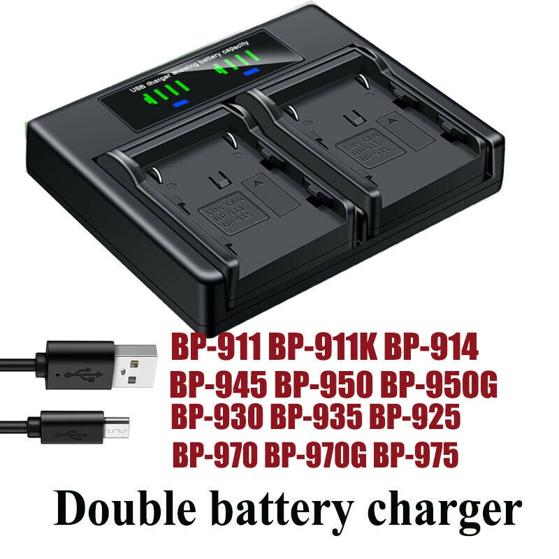 เครื่องชาร์จแบตเตอรี่คู่สําหรับ Canon BP-911K 970G 975 C2 FV1 DM-MV1MV10 MV20 E1 E2 E30