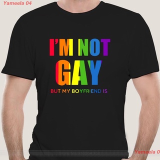 ผ้าฝ้ายคอกลมYameela 04 New Top Quality T-shirts Im Not Gay Lgbt Flag Shirt Fashion T-Shirt Funny Men Tee salefrom S-4XL