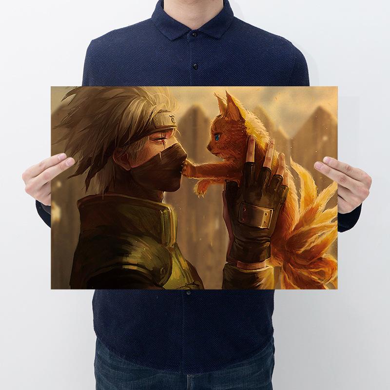 นารูโตะ 45 กระดาษคราฟท์โปสเตอร์ Retro Cafe Bar ภาพวาดตกแต่งบ้าน