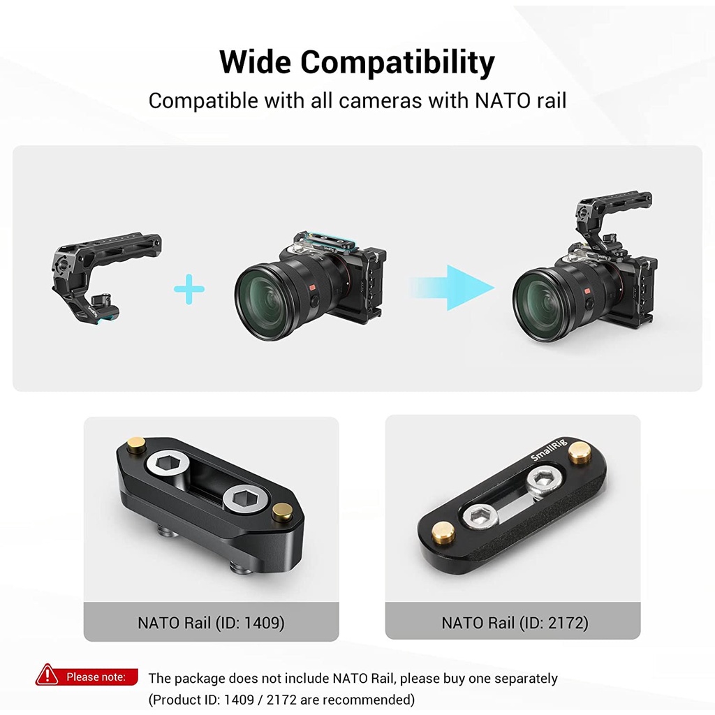 Smallrig ที่จับด้านบนกล้อง อุปกรณ์เสริม สําหรับรางรถไฟ NATO(Lite)3766