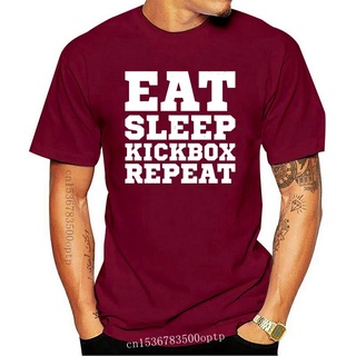 T-shirt  ขายดี เสื้อยืดแขนสั้น พิมพ์ลาย Eat Sleep Kickbox REPEAT 13 สี สําหรับผู้ชาย PDkmdb70NHffhb43S-5XL