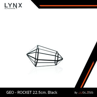 JJGLASS - ( LYNX )  GEO - ROCKET 22.5cm. Black - แจกันกระจก ทรงเรขาคณิต สำหรับตกแต่งบ้านสมัยใหม่ ไม่สามารถใส่น้ำได้