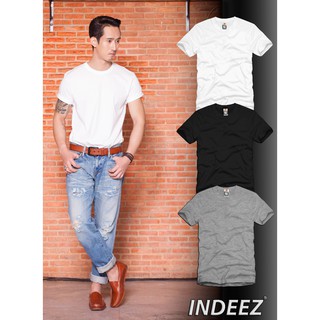 เสื้อยืดสีพื้น INDEEZ ผลิตจากเนื้อผ้า Cotton USA 100%