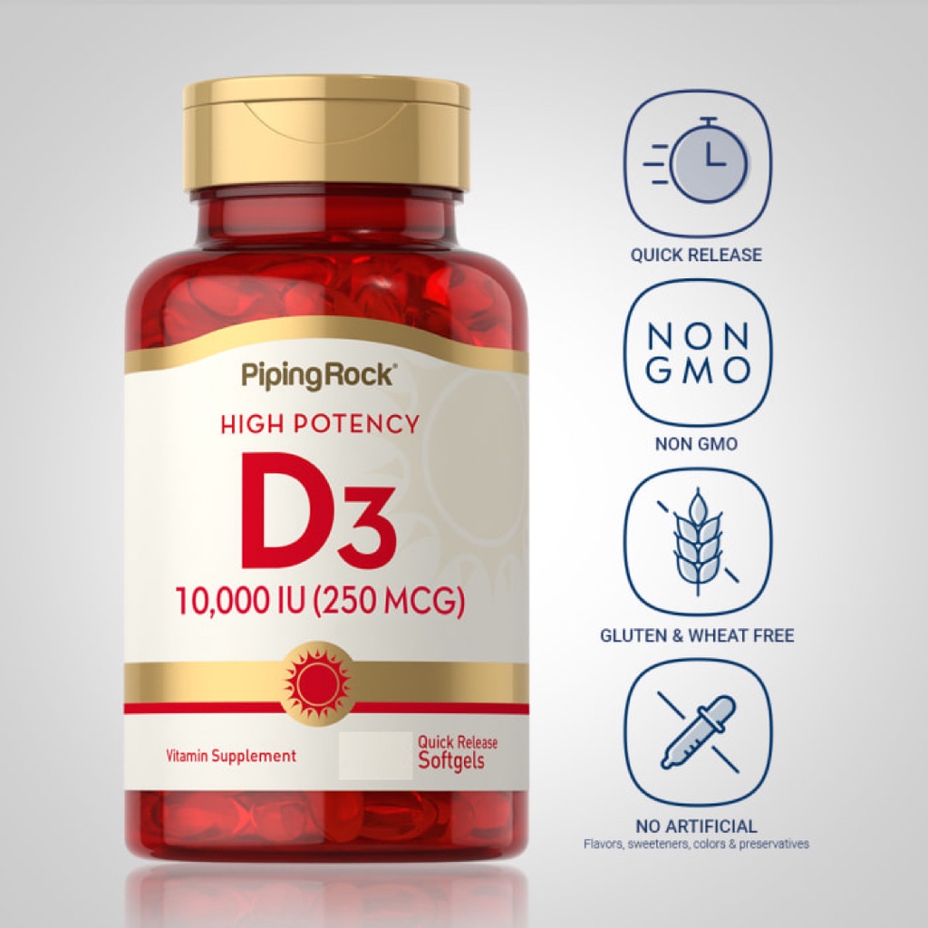 Vitamin D3 10000 Iu 250 Mcg 100 Softgels วิตามิน D3 ศักยภาพสูง 10000 Iu 250 Mcg 100 ซอฟต์เจล 5336