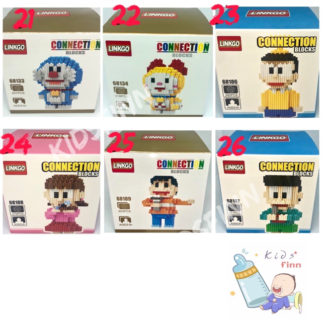 Linkgo  Connection block  เลโก้ เลโก้นาโนบล็อค Nanoblock ไซส์แอล   Size L โดราเอม่อน คุมะ *พร้อมส่ง*