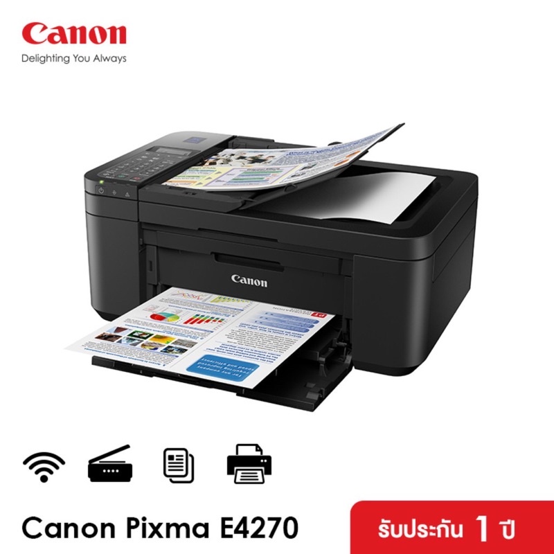 canon เครื่องพิมพ์อิงค์เจ็ท PIXMA รุ่น E4270 (ปริ้นเตอร์ เครื่องปริ้น fax +  สแกน + ถ่ายเอกสาร +พิมพ์+ WIFI)👍